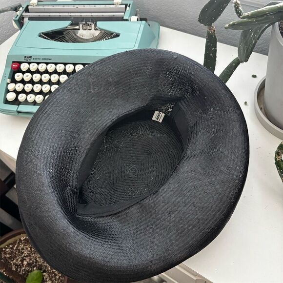Vintage Women's Black Hat Floral Rosette Elegant Formal Spring - Picture 5 of 6